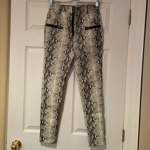 Faux leather shake print trousers